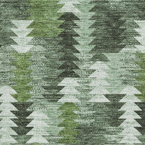 HomeRoots 8' X 10' Olive Green Ivory Gray Southwestern Area Rug - Washable, UV Protected, Stylish & Durable! 665703