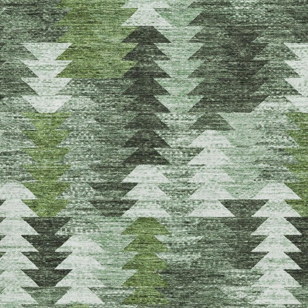 HomeRoots 8' X 10' Olive Green Ivory Gray Southwestern Area Rug - Washable, UV Protected, Stylish & Durable! 665703