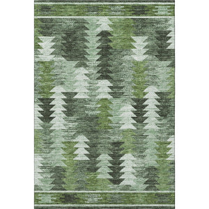 HomeRoots 9' X 12' Olive Green Ivory Gray Southwestern Area Rug - Durable, Washable, UV-Protected Charm! 665704