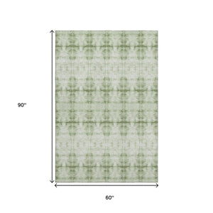 HomeRoots 5' X 8' Sage and Ivory Geometric Area Rug - Washable, UV Protected, Pet-Friendly, Stylish Design 665719