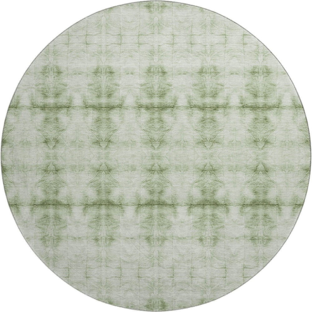 HomeRoots 8' Sage and Ivory Geometric Round Rug - Stylish, Washable, UV-Protected for Indoor & Outdoor Use 665720