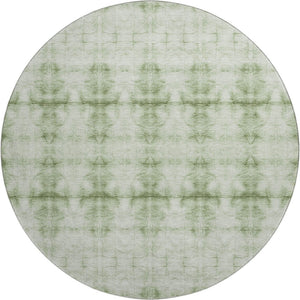 HomeRoots 8' Sage and Ivory Geometric Round Rug - Stylish, Washable, UV-Protected for Indoor & Outdoor Use 665720