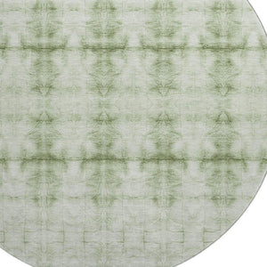 HomeRoots 8' Sage and Ivory Geometric Round Rug - Stylish, Washable, UV-Protected for Indoor & Outdoor Use 665720