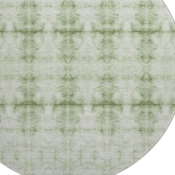 HomeRoots 8' Sage and Ivory Geometric Round Rug - Stylish, Washable, UV-Protected for Indoor & Outdoor Use 665720