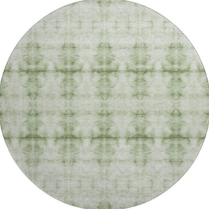 HomeRoots 8' Sage and Ivory Geometric Round Rug - Stylish, Washable, UV-Protected for Indoor & Outdoor Use 665720