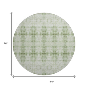 HomeRoots 8' Sage and Ivory Geometric Round Rug - Stylish, Washable, UV-Protected for Indoor & Outdoor Use 665720