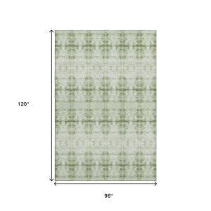 HomeRoots 8' X 10' Sage and Ivory Geometric Washable Area Rug - Stylish, Durable, UV-Protected for Any Room 665721