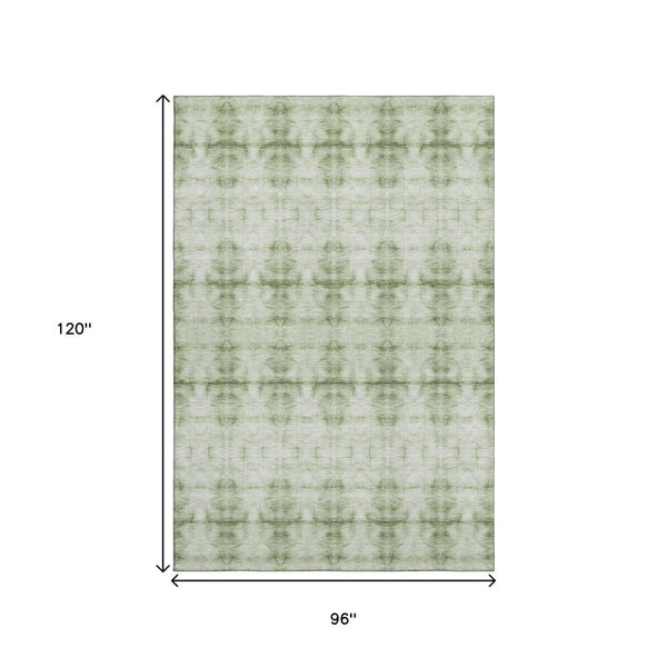 HomeRoots 8' X 10' Sage and Ivory Geometric Washable Area Rug - Stylish, Durable, UV-Protected for Any Room 665721