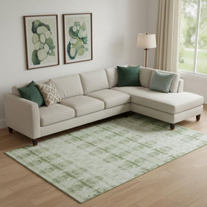 HomeRoots 8' X 10' Sage and Ivory Geometric Washable Area Rug - Stylish, Durable, UV-Protected for Any Room 665721