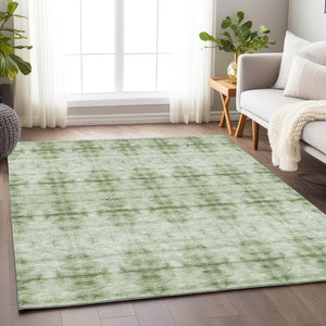 HomeRoots 8' X 10' Sage and Ivory Geometric Washable Area Rug - Stylish, Durable, UV-Protected for Any Room 665721