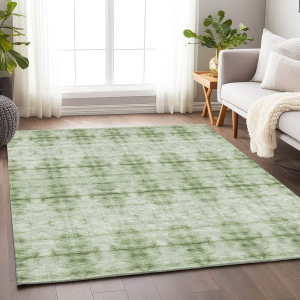 HomeRoots 8' X 10' Sage and Ivory Geometric Washable Area Rug - Stylish, Durable, UV-Protected for Any Room 665721
