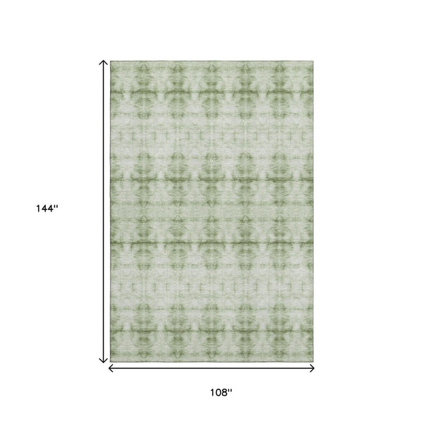HomeRoots 9' X 12' Sage and Ivory Geometric Area Rug – Stylish, Washable, UV-Protected for High-Traffic Spaces 665722