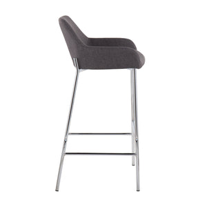 English Elm Daniella Contemporary Bar Stool Set Of 2 - Stylish Chrome Metal & Charcoal Fabric For Modern Spaces B202S00540