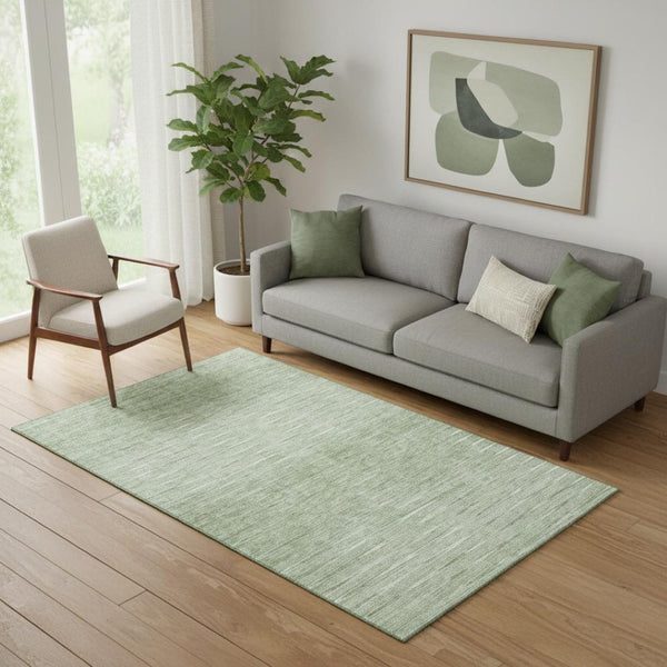 HomeRoots 5' X 8' Artichoke Green & Gray Abstract Washable Area Rug - Durable, Stylish, UV Protected Design! 665743