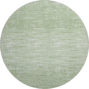 HomeRoots 8' Contemporary Artichoke Green and Gray Abstract Washable Round Rug with UV Protection & Durability 665744