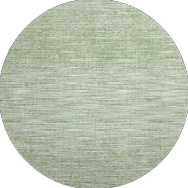 HomeRoots 8' Contemporary Artichoke Green and Gray Abstract Washable Round Rug with UV Protection & Durability 665744