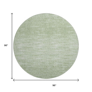 HomeRoots 8' Contemporary Artichoke Green and Gray Abstract Washable Round Rug with UV Protection & Durability 665744