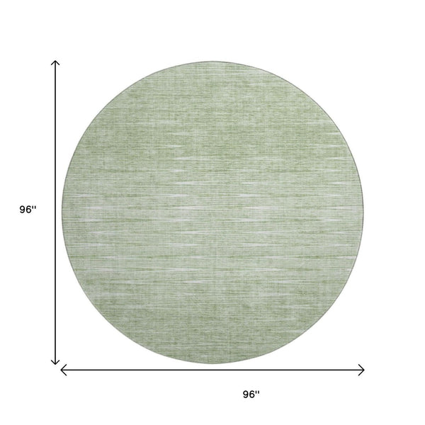 HomeRoots 8' Contemporary Artichoke Green and Gray Abstract Washable Round Rug with UV Protection & Durability 665744