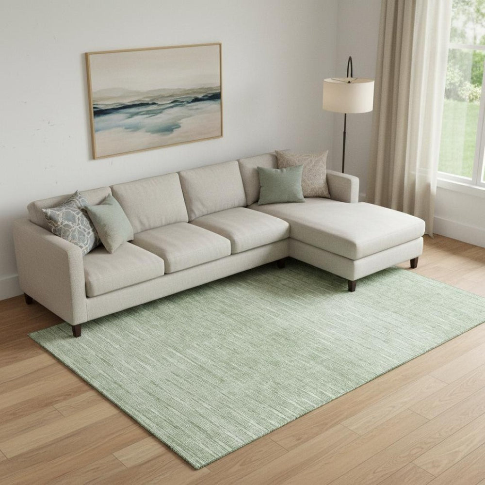 HomeRoots 10' X 14' Abstract Artichoke Green & Gray Area Rug – Washable, UV Protected, Perfect for Homes! 665747
