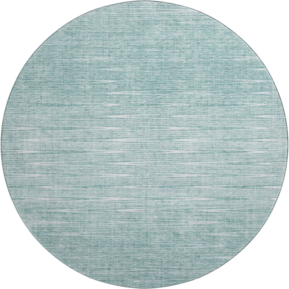 HomeRoots 8' Aqua and Teal Round Rug - Modern Abstract Design with UV Protection, Stain Resistance & Durability 665750