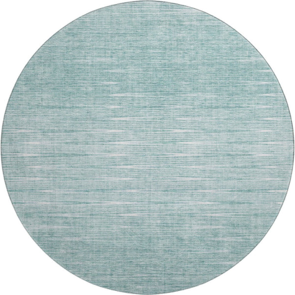 HomeRoots 8' Aqua and Teal Round Rug - Modern Abstract Design with UV Protection, Stain Resistance & Durability 665750