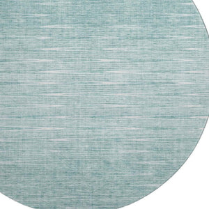 HomeRoots 8' Aqua and Teal Round Rug - Modern Abstract Design with UV Protection, Stain Resistance & Durability 665750