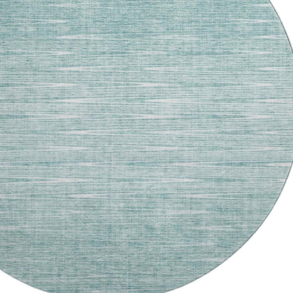HomeRoots 8' Aqua and Teal Round Rug - Modern Abstract Design with UV Protection, Stain Resistance & Durability 665750