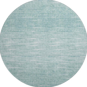 HomeRoots 8' Aqua and Teal Round Rug - Modern Abstract Design with UV Protection, Stain Resistance & Durability 665750