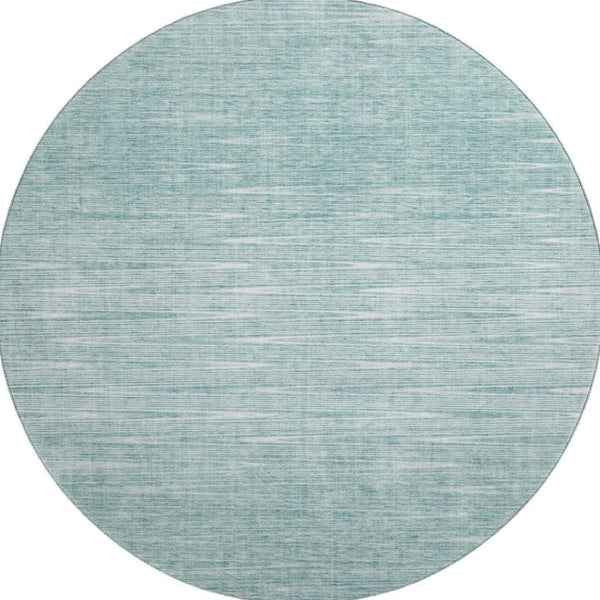HomeRoots 8' Aqua and Teal Round Rug - Modern Abstract Design with UV Protection, Stain Resistance & Durability 665750