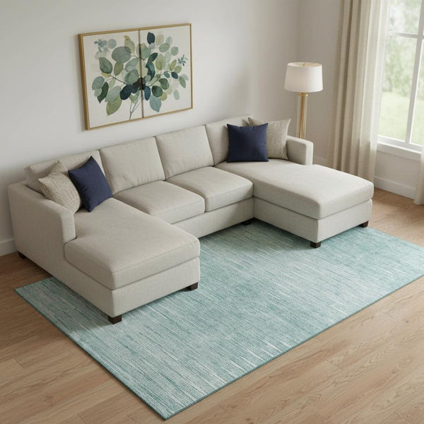 HomeRoots 8' X 10' Vibrant Aqua & Teal Abstract Area Rug - Washable, Stain-Resistant, UV Protected for Homes 665751