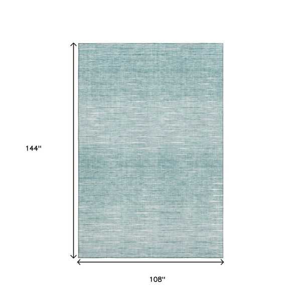 HomeRoots 9' X 12' Aqua And Teal Abstract Area Rug - Durable, Washable, UV-Protected for Modern Living Spaces 665752