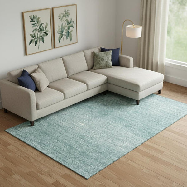 HomeRoots 9' X 12' Aqua And Teal Abstract Area Rug - Durable, Washable, UV-Protected for Modern Living Spaces 665752