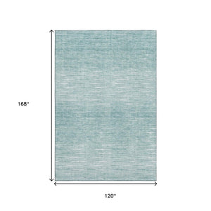HomeRoots 10' Aqua and Teal Abstract Washable Area Rug - UV Protected, Durable, Stain-Resistant Design for Homes 665753