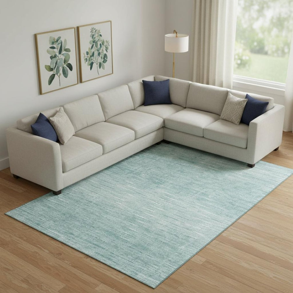 HomeRoots 10' Aqua and Teal Abstract Washable Area Rug - UV Protected, Durable, Stain-Resistant Design for Homes 665753