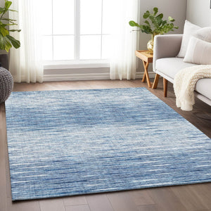 HomeRoots 5' Contemporary Blue and Ivory Abstract Area Rug - Washable, UV Protected, Durable for Any Room 665755