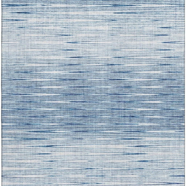 HomeRoots 5' Contemporary Blue and Ivory Abstract Area Rug - Washable, UV Protected, Durable for Any Room 665755