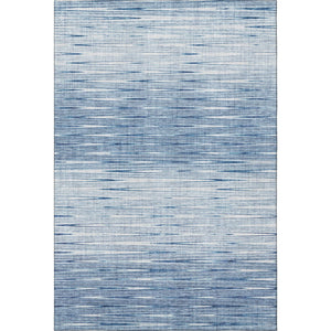 HomeRoots 5' Contemporary Blue and Ivory Abstract Area Rug - Washable, UV Protected, Durable for Any Room 665755