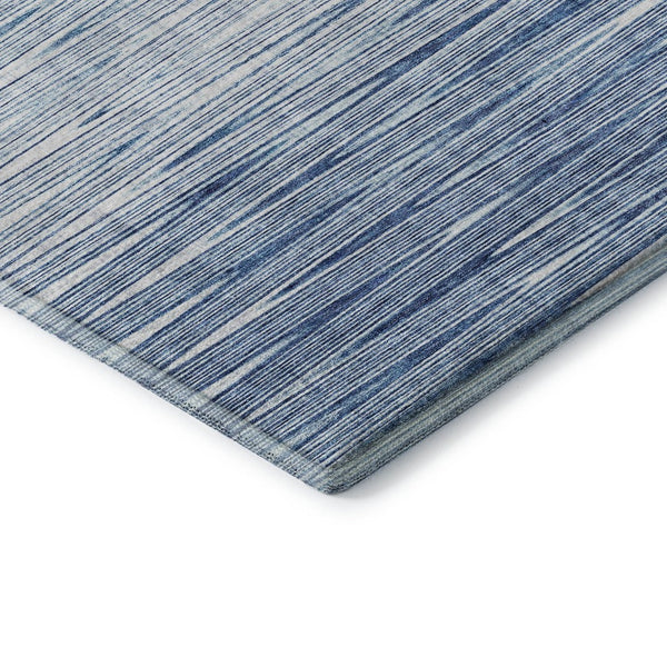 HomeRoots 8' Stylish Blue and Ivory Abstract Washable Round Rug with UV Protection for High-Traffic Areas 665756