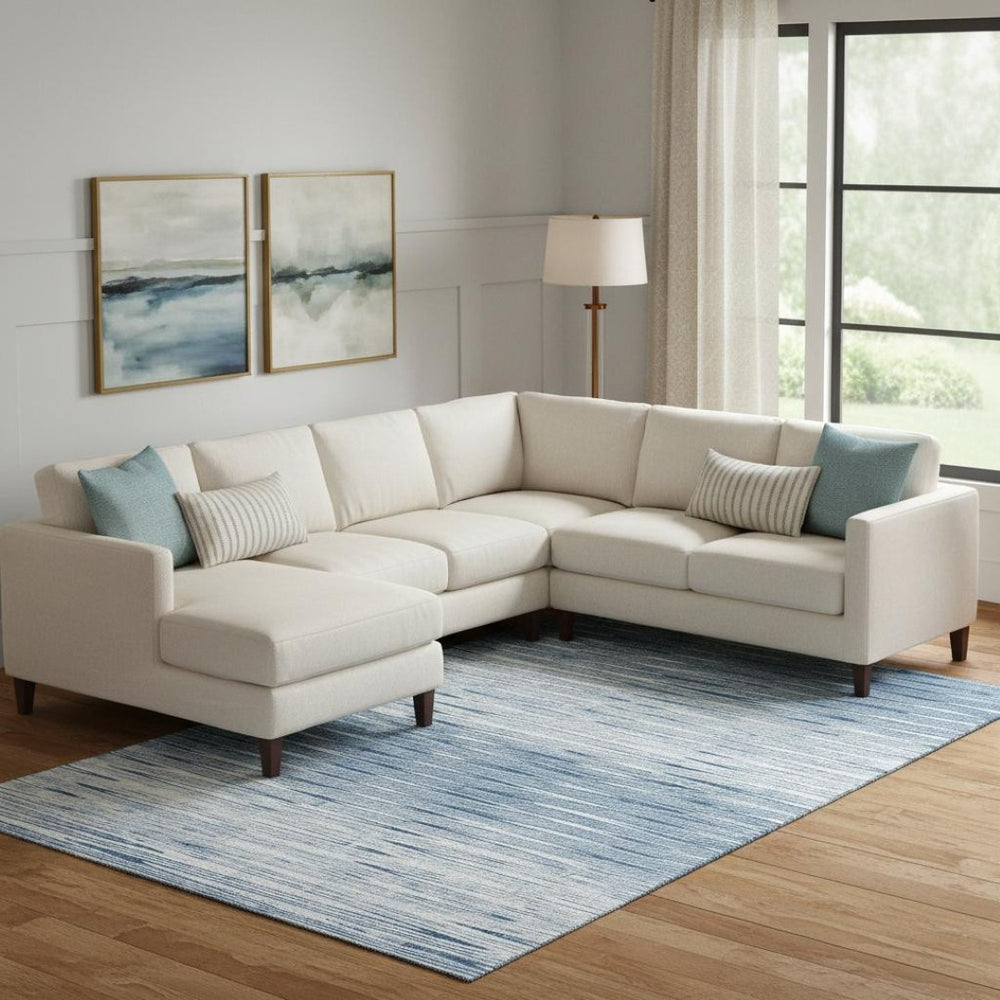 HomeRoots 8' X 10' Blue And Ivory Abstract Washable Area Rug - Modern Design, Stain-Resistant, UV Protected 665757