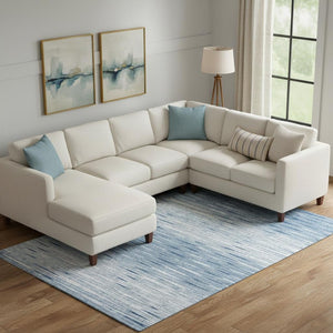 HomeRoots 9' X 12' Blue and Ivory Abstract Area Rug – Washable, UV-Protected, Durable for High-Traffic Spaces 665758