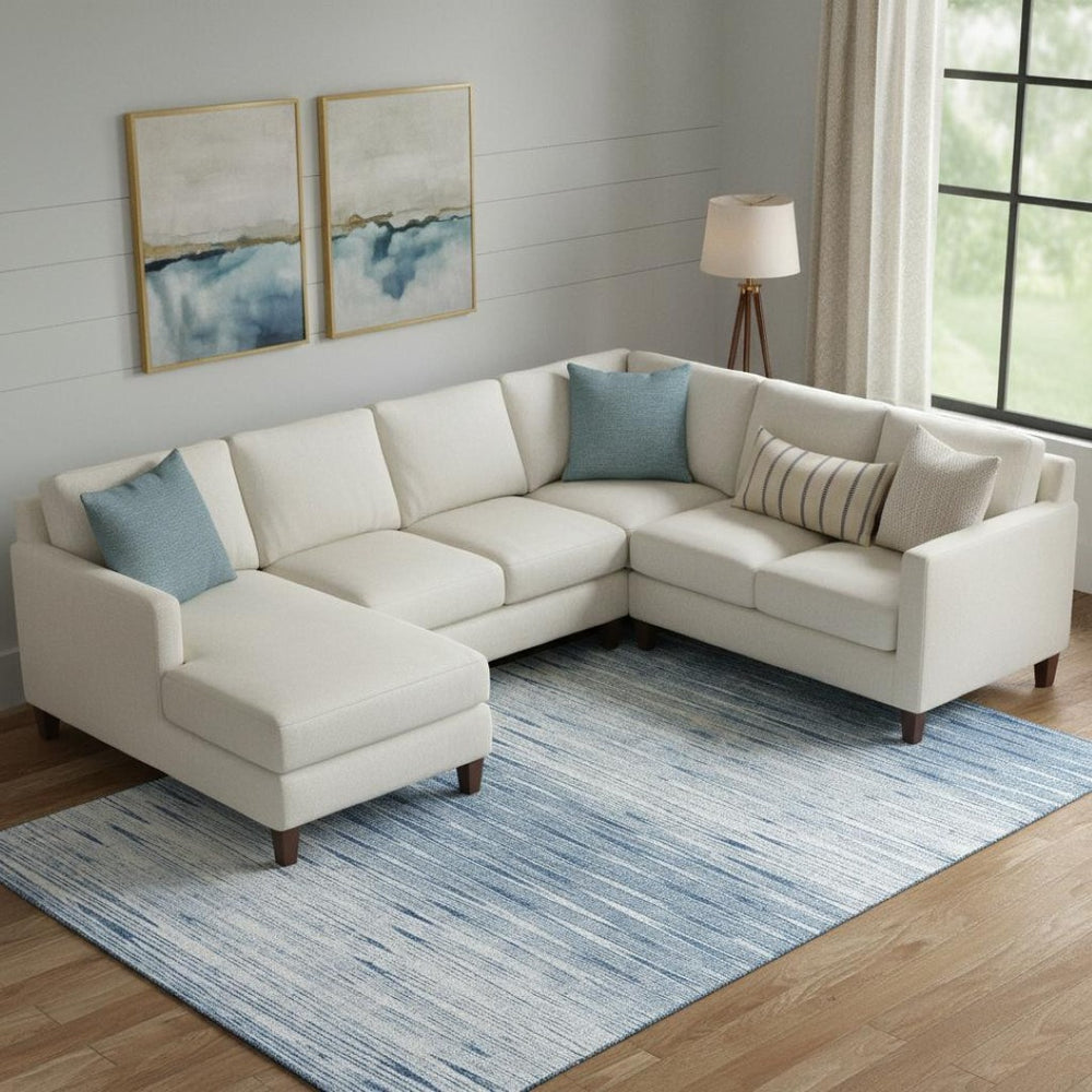 HomeRoots 10' X 14' Blue and Ivory Abstract Area Rug - Stylish, Washable, UV-Protected, Perfect for High-Traffic Areas 665759