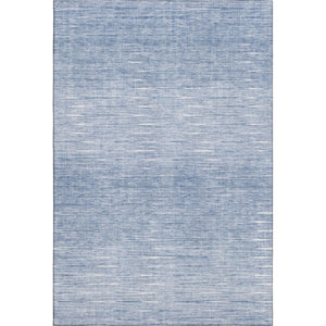 HomeRoots 5' X 8' Denim Blue & Ivory Abstract Area Rug - Washable, UV-Protected, Stylish for Any Room! 665761