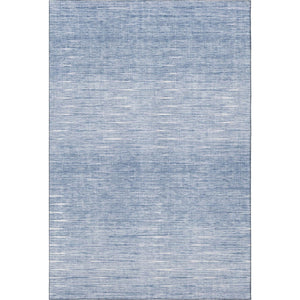 HomeRoots 5' X 8' Denim Blue & Ivory Abstract Area Rug - Washable, UV-Protected, Stylish for Any Room! 665761