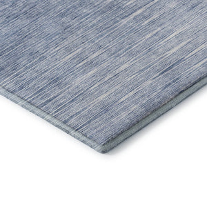 HomeRoots 8' Denim Blue and Ivory Abstract Washable Round Rug - Stain-Resistant, UV Protected, Durable Style! 665762