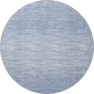 HomeRoots 8' Denim Blue and Ivory Abstract Washable Round Rug - Stain-Resistant, UV Protected, Durable Style! 665762