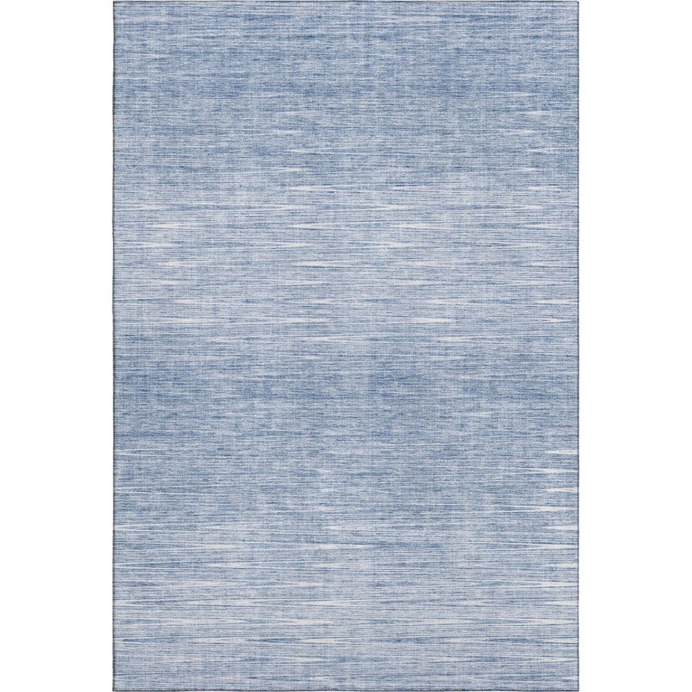 HomeRoots 8' X 10' Denim Blue and Ivory Abstract Area Rug - Washable, UV-Protected, Perfect for Busy Homes! 665763