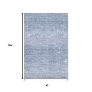 HomeRoots 8' X 10' Denim Blue and Ivory Abstract Area Rug - Washable, UV-Protected, Perfect for Busy Homes! 665763