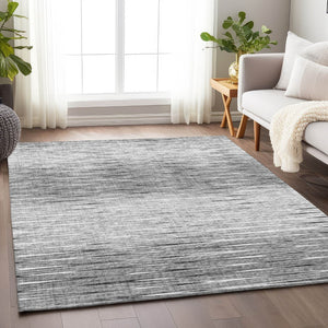 HomeRoots 5' X 8' Stylish Gray and Silver Abstract Area Rug – Washable, UV Protected, and Perfect for High-Traffic Homes! 665767