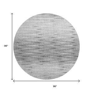 HomeRoots 8' Gray and Silver Abstract Washable Round Rug - Modern Design with UV Protection & Easy Care 665768