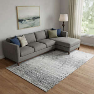 HomeRoots 8' X 10' Gray and Silver Abstract Washable Area Rug - Durable, Stain Resistant, UV Protected Design 665769